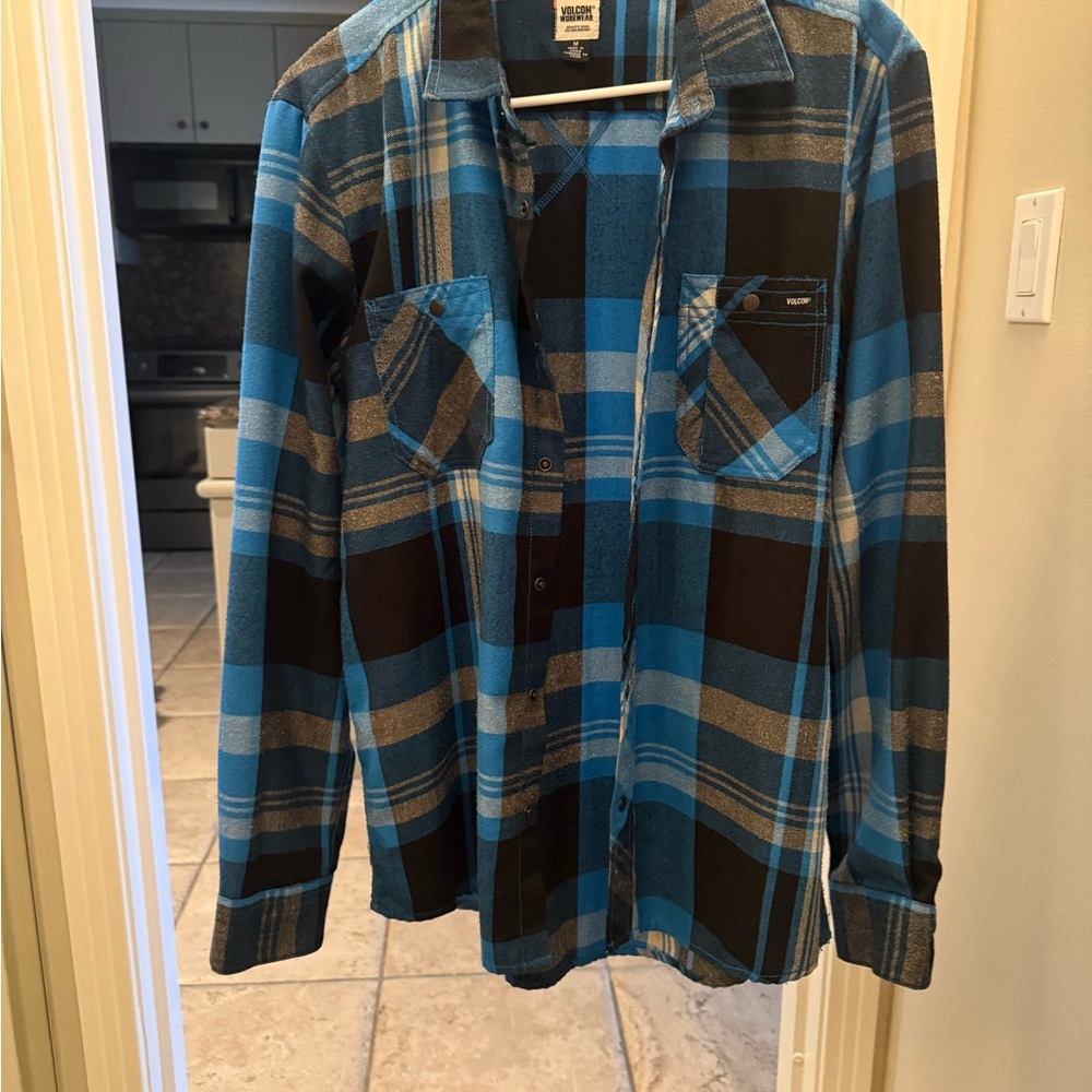 Volcom Workwear Blue and Black Checkered Shirt